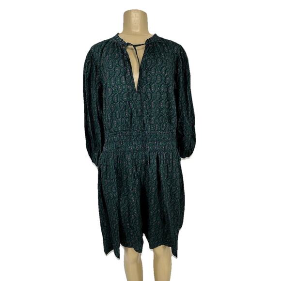 NEW Gap XL Women Peasant Smocked Waist Dress Floral Print Cotton Q11 - Picture 1 of 9